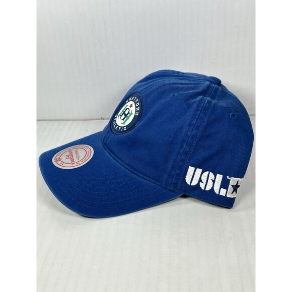 Hartford Athletic Hat Blue Mitchell & Ness USL Soccer Logo Strapback Dad Cap NEW - Picture 2 of 4
